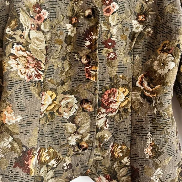 Vintage Sheriff Collection Couch Floral Tapestry Print Cropped Fitted Jacket S - Picture 3 of 6